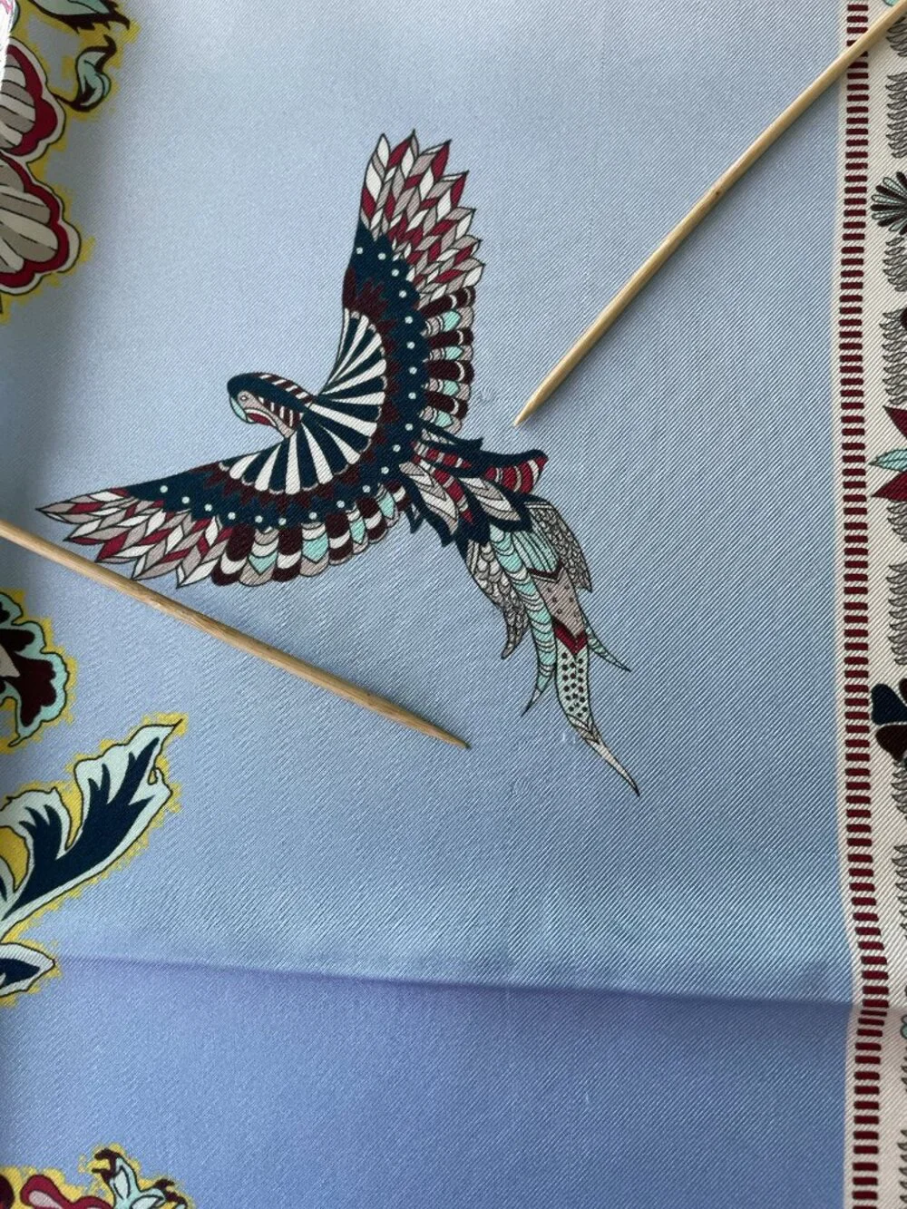 Vintage LONGCHAMP Tree of Life Silk Scarf